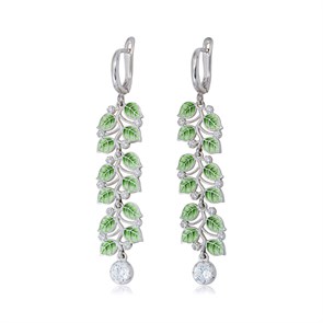 {{photo.Alt || photo.Description || 'Длинные серьги-подвески из серебра «Мелисса», зеленые'}}