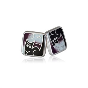 {{photo.Alt || photo.Description || 'Пусеты из серебра «Котики Инь-Ян», фиолетовые'}}