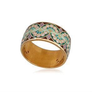 {{photo.Alt || photo.Description || 'Кольцо из серебра «Сады Семирамиды» (золочение), зеленое с фианитами'}}