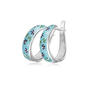 Серьги-полукольца серебряные «Барбарис», бирюзовые Fil3.05-950