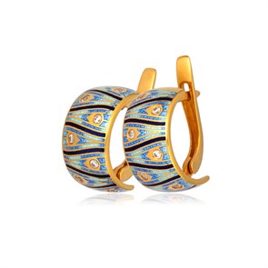 {{photo.Alt || photo.Description || 'Серьги-полукольца «Модерн. Перо павлина» (золочение), синие'}}