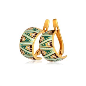 {{photo.Alt || photo.Description || 'Серьги-полукольца «Модерн. Перо павлина» (золочение), зеленые'}}