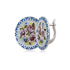 {{photo.Alt || photo.Description || 'Серьги из серебра круглые «Жостово», бело-синие'}}