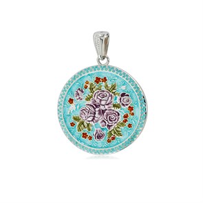 {{photo.Alt || photo.Description || 'Подвеска из серебра «Жостовский букет», круглая (эмаль), голубая'}}