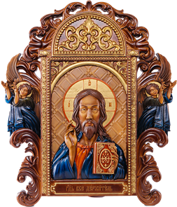 Резная икона "Вседержитель" с ящиком RM100027