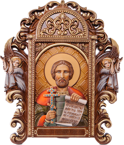 Резная икона "Александр Невский" с ящиком RM100028