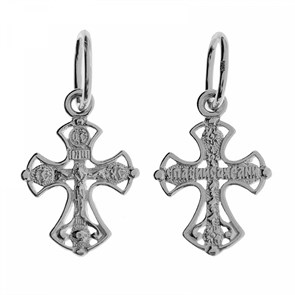 Крест серебрянный, Родий, с корундами, коллекция 