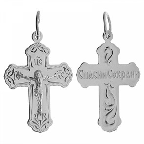 Крест серебрянный, Родий, с корундами, Москва златоглавая-2, 2.04 гр. ПР.К.000009