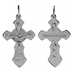 Крест серебрянный, Родий, с корундами, Москва златоглавая-2, 2.23 гр. ПР.К.000012