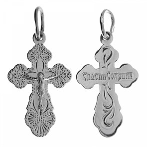 Крест серебрянный, Родий, с корундами, Москва златоглавая-2, 1.38 гр. ПР.К.000015