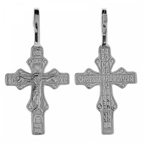 Крест серебрянный, Родий, с корундами, коллекция 