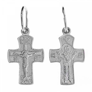 Крест серебрянный, Родий, с корундами, коллекция 