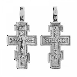 Крест серебрянный, Родий, с корундами, коллекция 