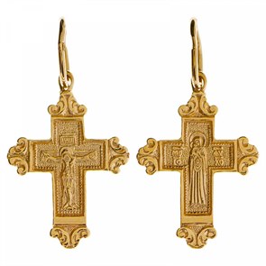 Крест серебрянный, Позолота красная 585*, с корундами, Владимирская Божья Матерь, коллекция 