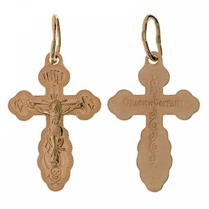 Крест серебрянный, Позолота красная 585*, с корундами, Москва златоглавая-2, 1.28 гр. ПР.К.000069