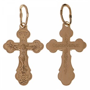 Крест серебрянный, Позолота красная 585*, с корундами, Москва златоглавая-2, 1.13 гр. ПР.К.000072