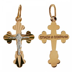 Крест золотой, с корундами, Православие, 0.72 гр. ПР.К.000090