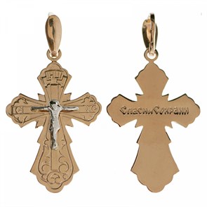 Крест золотой, с корундами, 1.96 гр. ПР.К.000100
