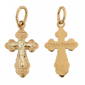 Крест золотой, с корундами, Православие, 0.97 гр. ПР.К.000122