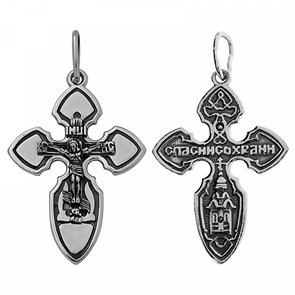 Крест серебрянный, Чернение (оксидирование), с корундами, Духовное наследие, 2.81 гр. ПР.К.000157