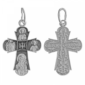 Крест серебрянный, Чернение (оксидирование), с корундами, Духовное наследие, 2.39 гр. ПР.К.000159