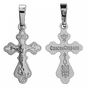 Крест серебрянный, с корундами, Спаси и сохрани, Харизма, 0.95 гр. ПР.К.000182