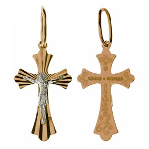 Крест золотой, с корундами, Золотой ажур, 0.74 гр. ПР.К.000185