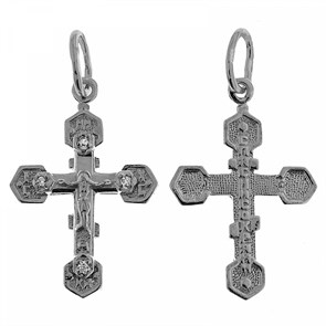 Крест серебрянный, с корундами, Царь Славы, 1.44 гр. ПР.К.000220