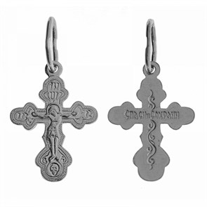 Крест серебрянный, с корундами, Спаси и сохрани, 0.88 гр. ПР.К.000230