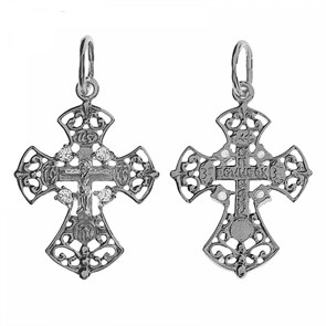 Крест серебрянный, с корундами, Царь Славы, 1.34 гр. ПР.К.000234