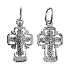 Крест серебрянный, с корундами, Царь Славы, 0.95 гр. ПР.К.000250
