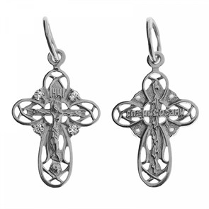 Крест серебрянный, с корундами, Царь Славы, 1.01 гр. ПР.К.000255