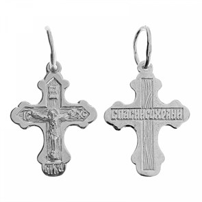 Крест серебрянный, с корундами, Царь Славы, 0.74 гр. ПР.К.000261