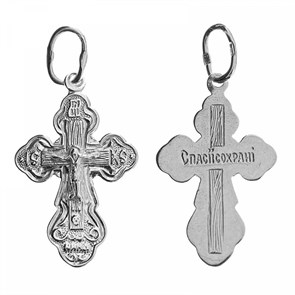Крест серебрянный, с корундами, Царь Славы, 0.96 гр. ПР.К.000266