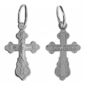 Крест серебрянный, с корундами, Царь Славы, 0.49 гр. ПР.К.000272