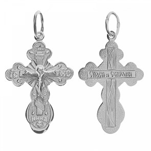 Крест серебрянный, с корундами, Царь Славы, 1.42 гр. ПР.К.000277