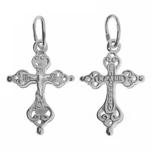 Крест серебрянный, с корундами, Царь Славы, 1.28 гр. ПР.К.000280