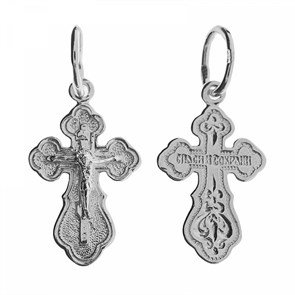 Крест серебрянный, с корундами, Царь Славы, 0.69 гр. ПР.К.000285