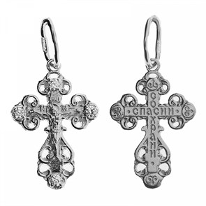 Крест серебрянный, с корундами, коллекция 