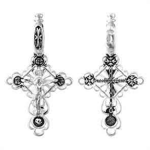 Крест серебрянный, Чернение (оксидирование), с корундами, коллекция 