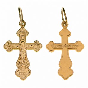 Крест золотой, с корундами, Спаси и сохрани, Золотая филигрань, 1.50 гр. ПР.К.000487