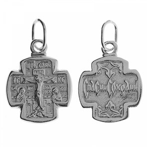 Крест серебрянный, с корундами, Спаси и сохрани, 2.27 гр. ПР.К.000600