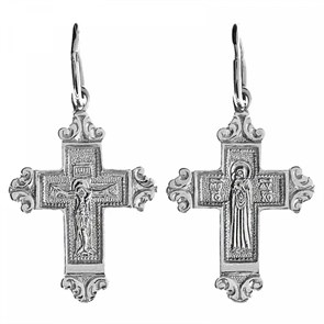 Крест серебрянный, с корундами, Владимирская Божья Матерь, коллекция 