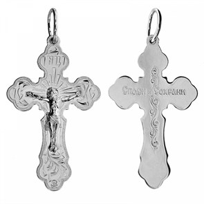 Крест серебрянный, с корундами, Спаси и сохрани, Москва златоглавая-2, 4.90 гр. ПР.К.000686