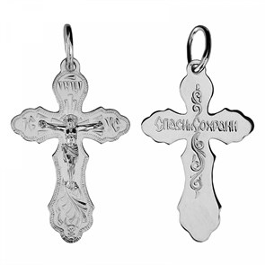 Крест серебрянный, с корундами, Спаси и сохрани, Москва златоглавая-2, 3.25 гр. ПР.К.000696