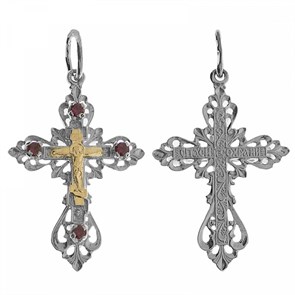 Крест серебро/золото, с корундами, Золотые купола, 1.81 гр. ПР.К.000728