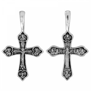 Крест серебрянный, Чернение (оксидирование), с корундами, Богородица, Акимов, 1.97 гр. ПР.К.000772