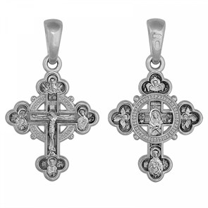 Крест серебрянный, Чернение (оксидирование), с корундами, Серафим Саровский Св., Акимов, 3.33 гр. ПР.К.000773