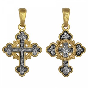 Крест серебрянный, Позолота желтая 999* Чернение (оксидирование), с корундами, Серафим Саровский Св., Акимов, 3.99 гр. ПР.К.000774