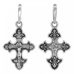 Крест серебрянный, Чернение (оксидирование), с корундами, Господи Иисусе Христе, помилу мя грешнаго, Акимов, 2.59 гр. ПР.К.000794